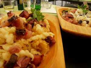 Slovak Potato Dumplings with Sheep Cheese and Roasted Bacon photo by la Ezwa